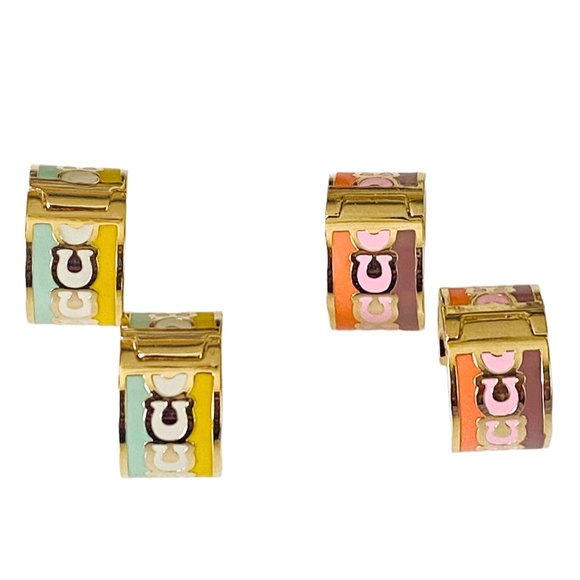 NEW Coach Buttercup Huggies Earrings on Card w/Dust Bag Rtl $115 - Picture 4 of 7